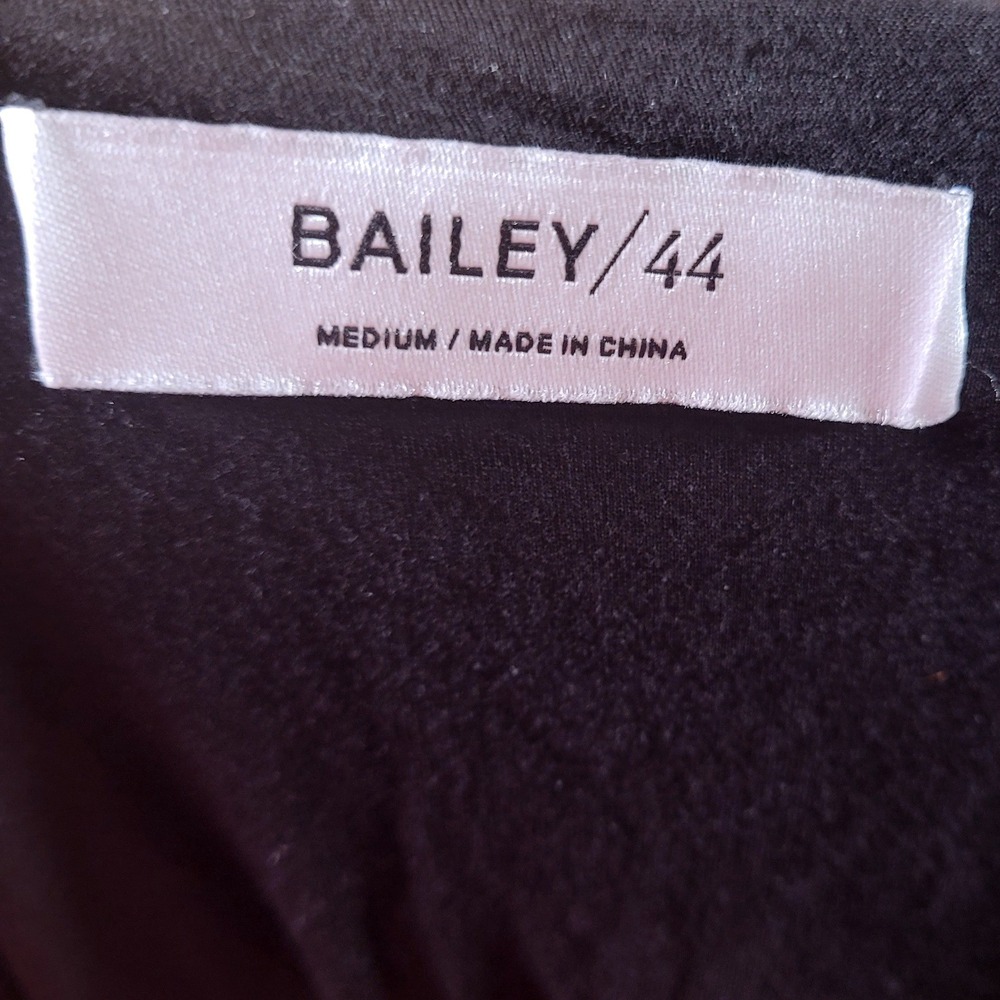 Bailey 44 Black Ruched‎ Long Sleeve Bodycon Top Surplice Sexy Minimalist Date S - Picture 3 of 7